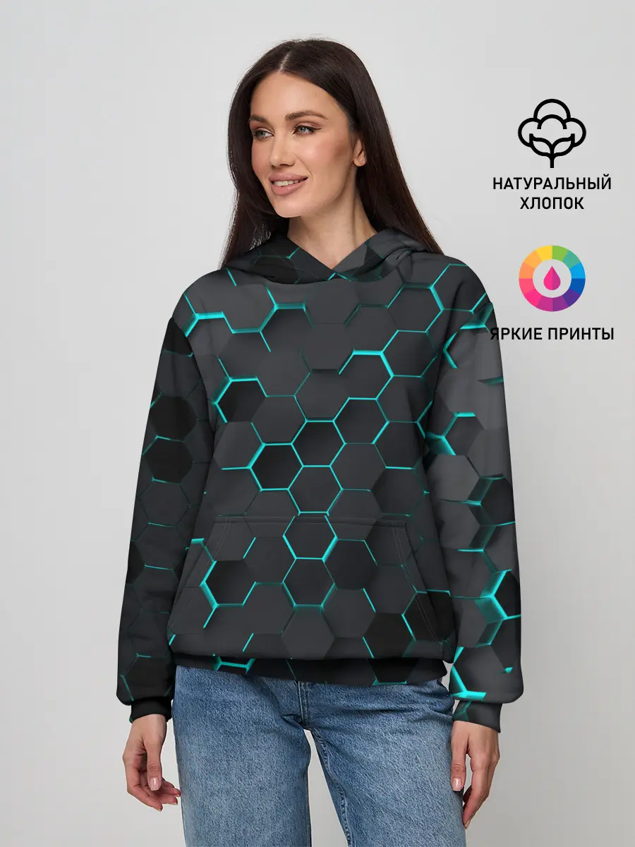 Женское худи / 3D соты BLUE