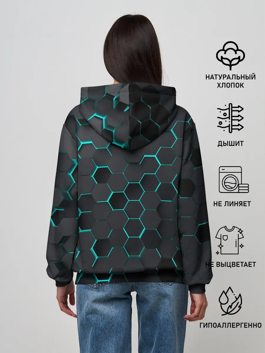 Женское худи / 3D соты BLUE