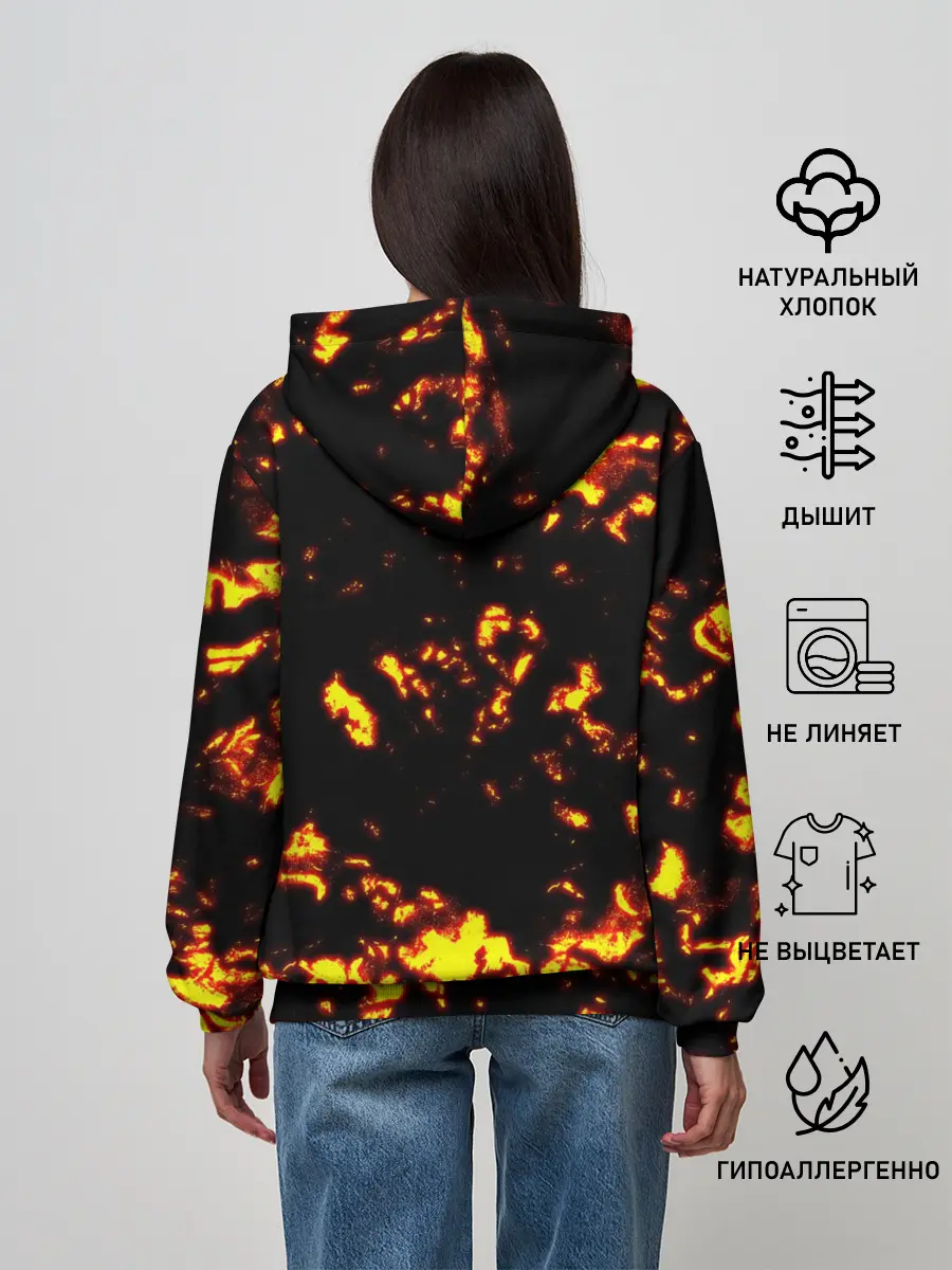 Женское худи / Kimetsu no Yaiba желтое пламя