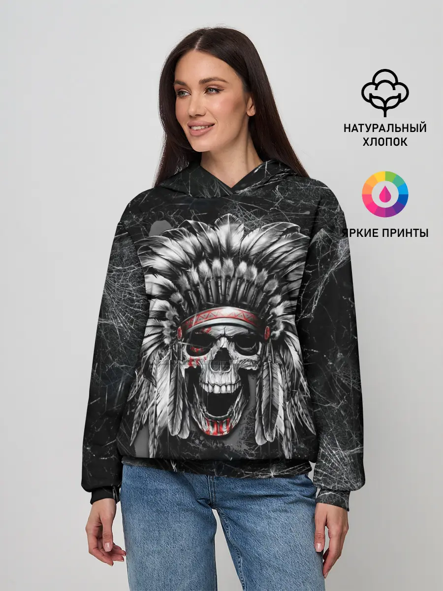 Женское худи / Индеец череп