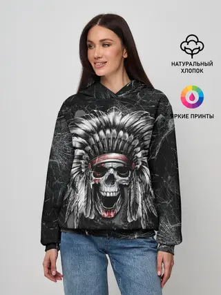 Женское худи / Индеец череп