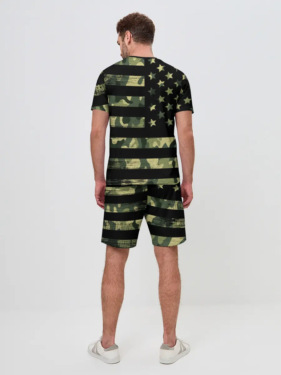 Мужской костюм с шортами / American Flag Camo