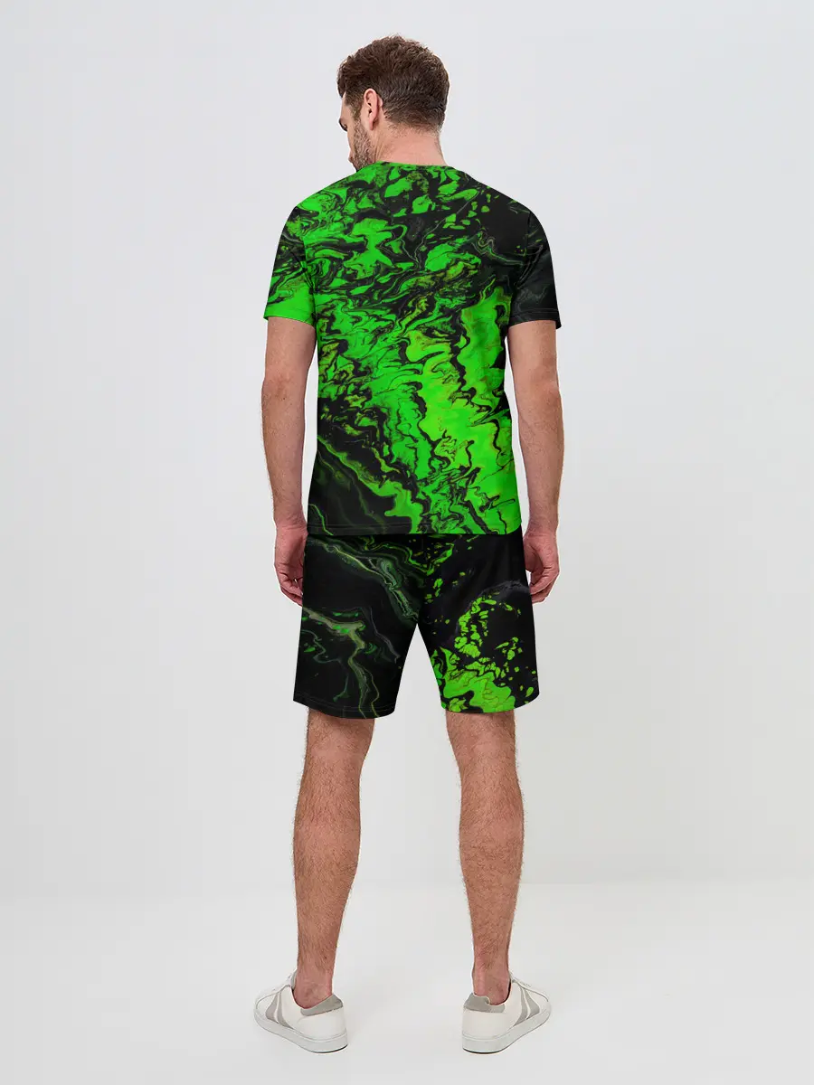 Мужской костюм с шортами / Тёмные зеленые краски