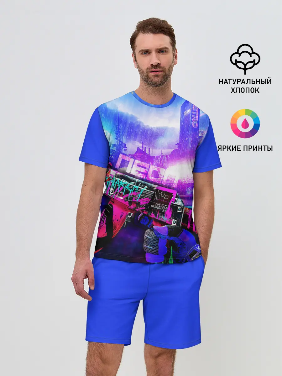 Мужской костюм с шортами / CS GO:Неоновая Революция