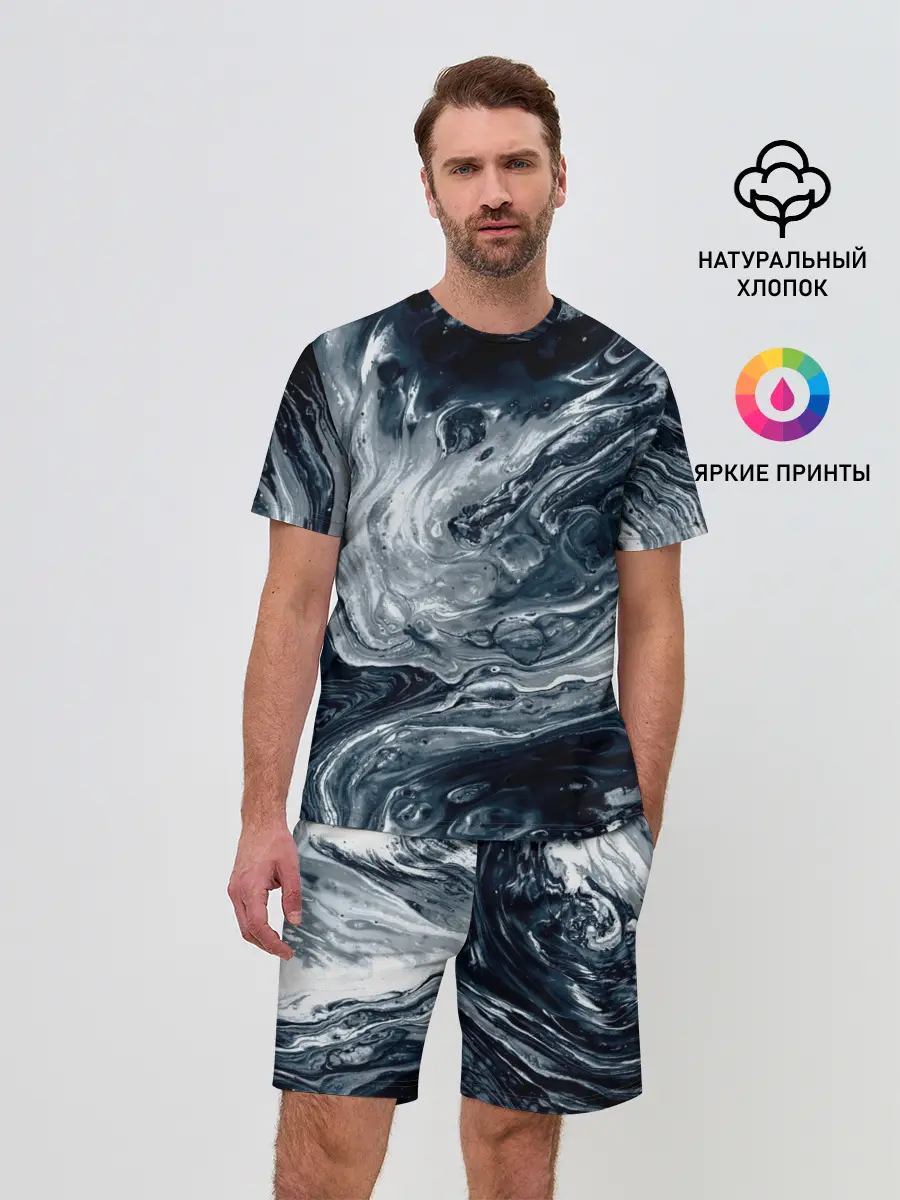 Мужской костюм с шортами / Темные холодные краски