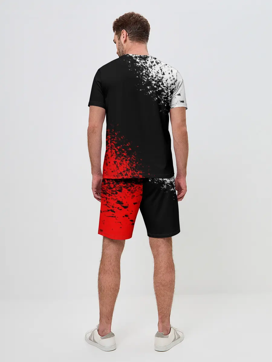 Мужской костюм с шортами / Оверлорд лого краснобелый