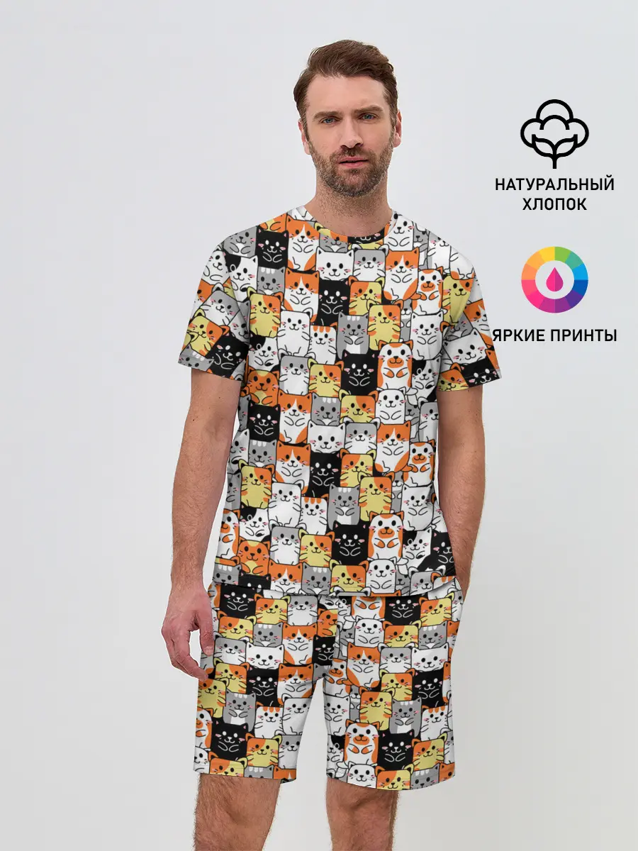 Мужской костюм с шортами / Котики