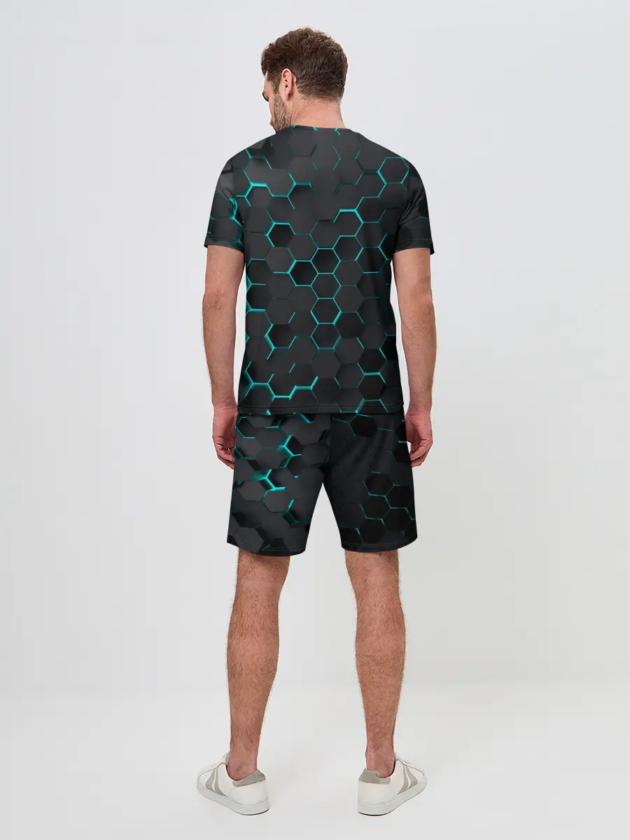 Мужской костюм с шортами / 3D соты BLUE