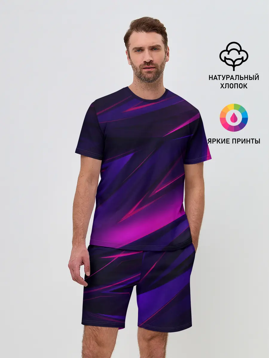 Мужской костюм с шортами / GEOMETRY STRIPES NEON