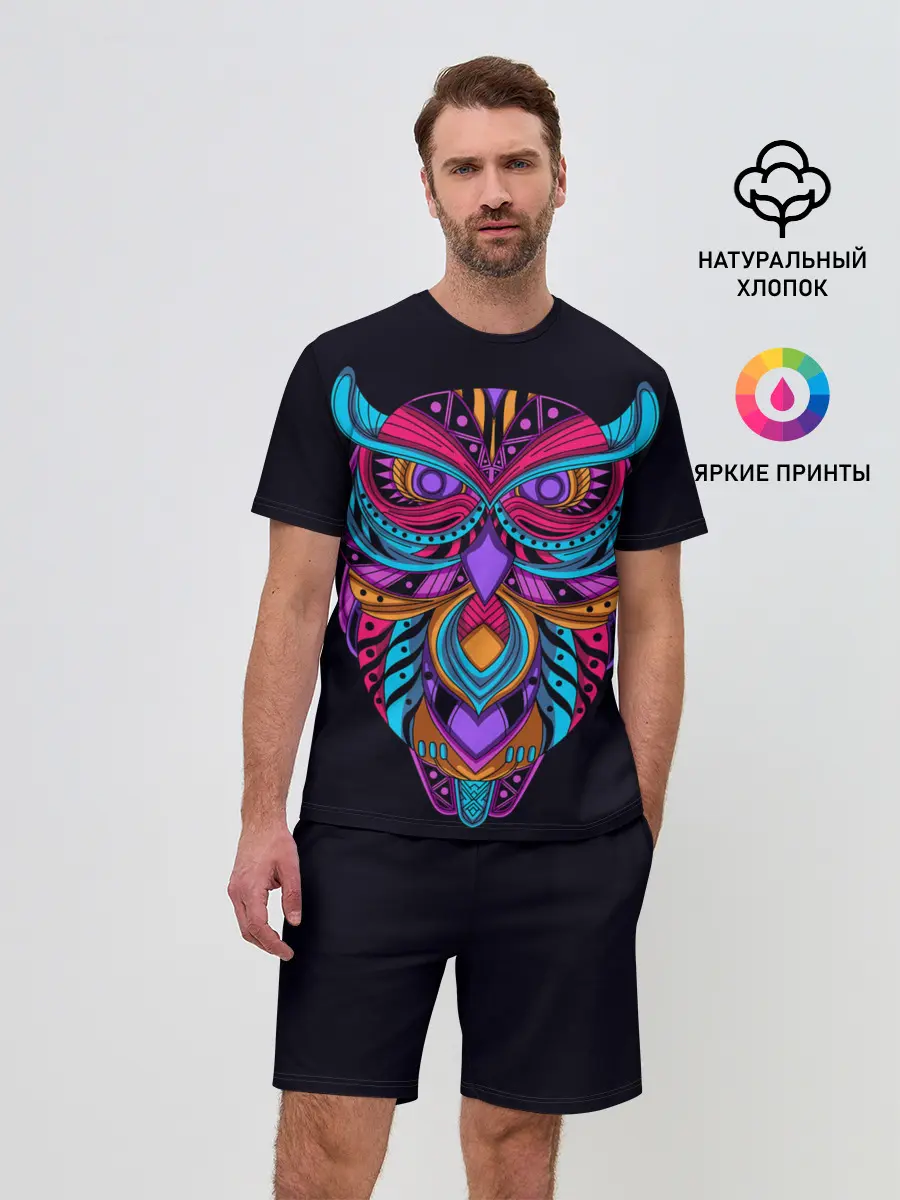 Мужской костюм с шортами / Неоновая сова