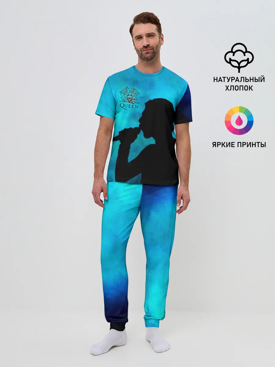 Мужская пижама с брюками / Силуэт Фредди Меркьюри группа Queen