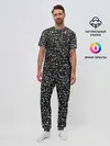 Мужская пижама с брюками / ЧБ мозаика