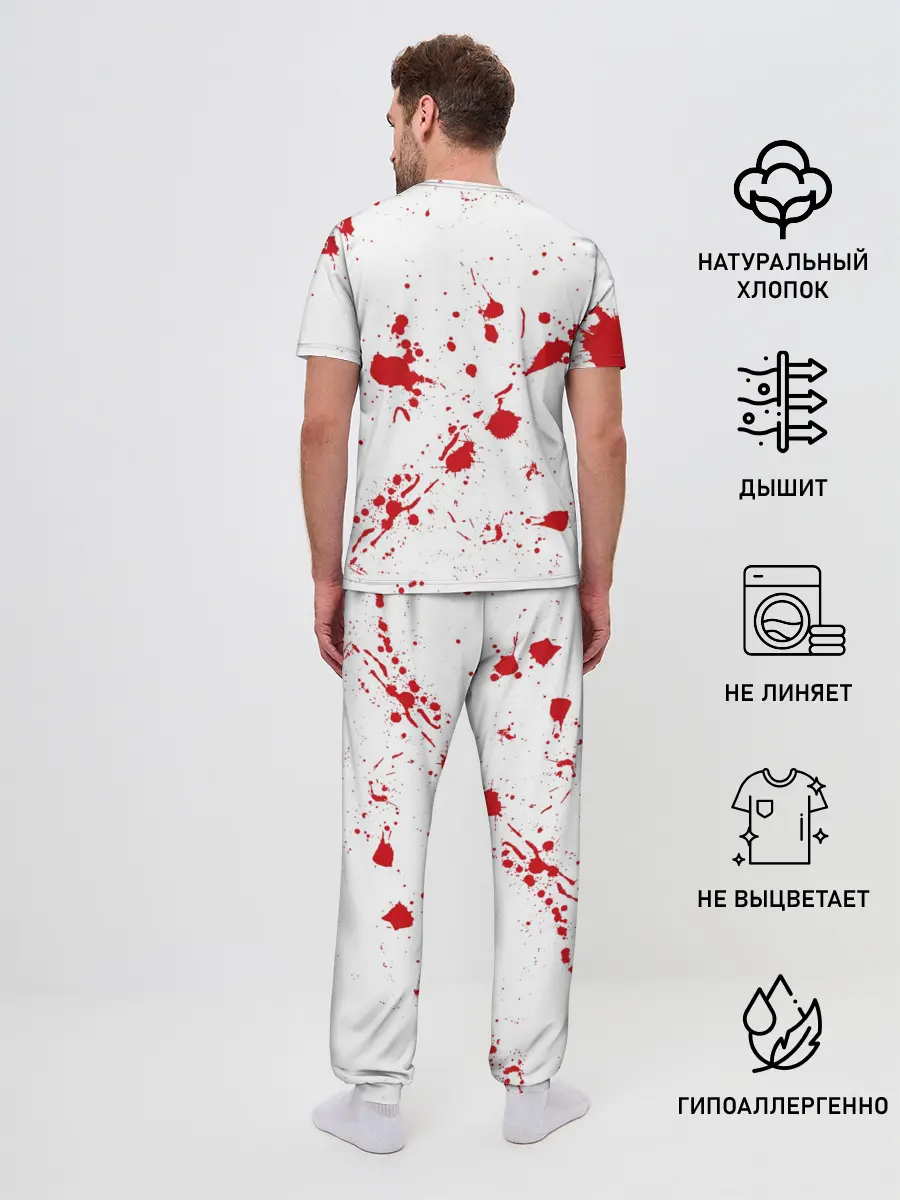 Мужская пижама с брюками / Dexter logo Декстер брызги крови
