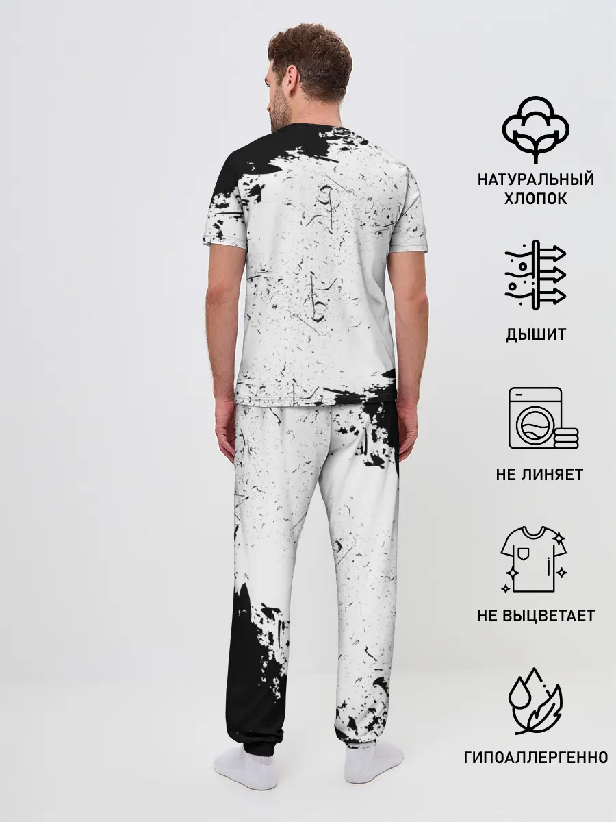 Мужская пижама с брюками / Нирвана Рок Группа Гранж ЧБ | Nirvana