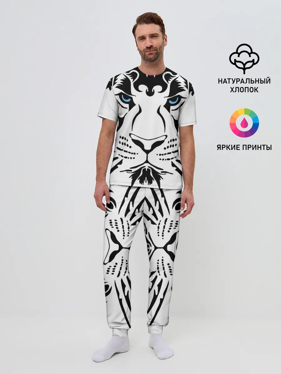 Мужская пижама с брюками / Водяной голубоглазый тигр