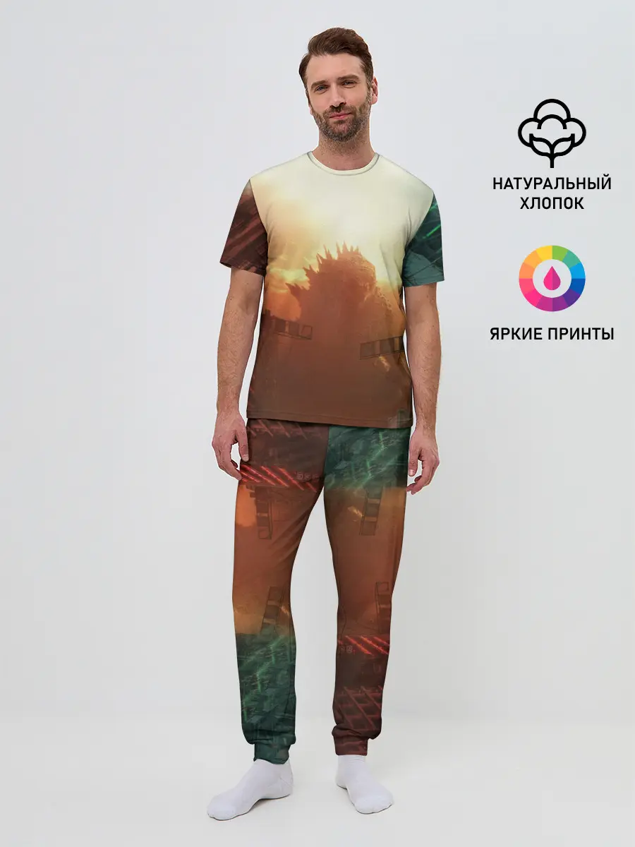 Мужская пижама с брюками / ГОДЗИЛЛА РАЗРУШАЕТ ГОРОД