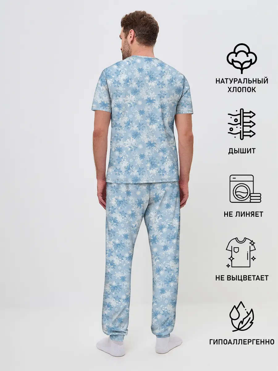 Мужская пижама с брюками / Морозное Снежное Утро