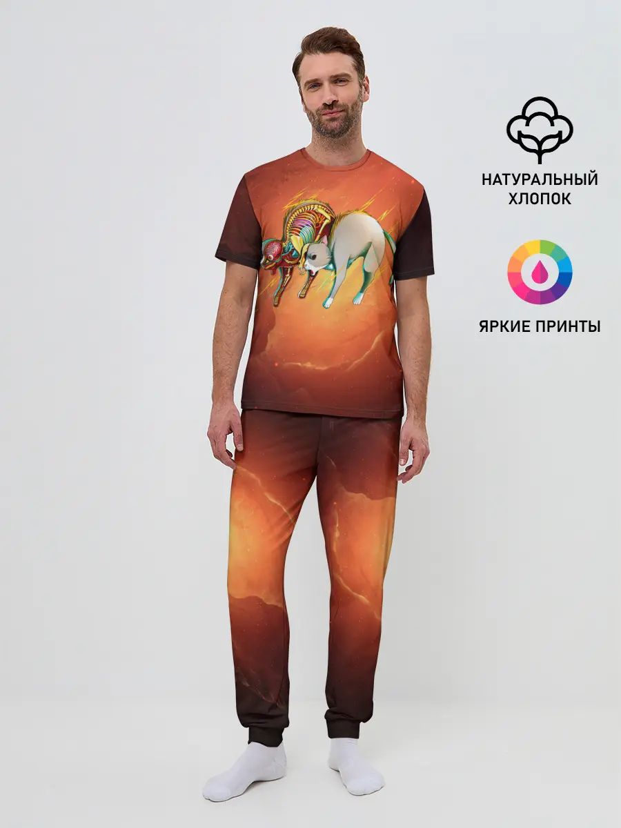 Мужская пижама с брюками / Cat 50/50
