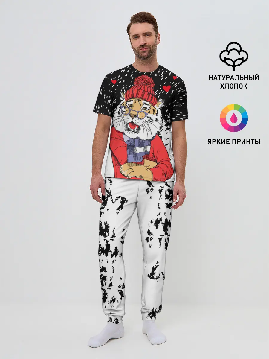 Мужская пижама с брюками / Тигр в красном