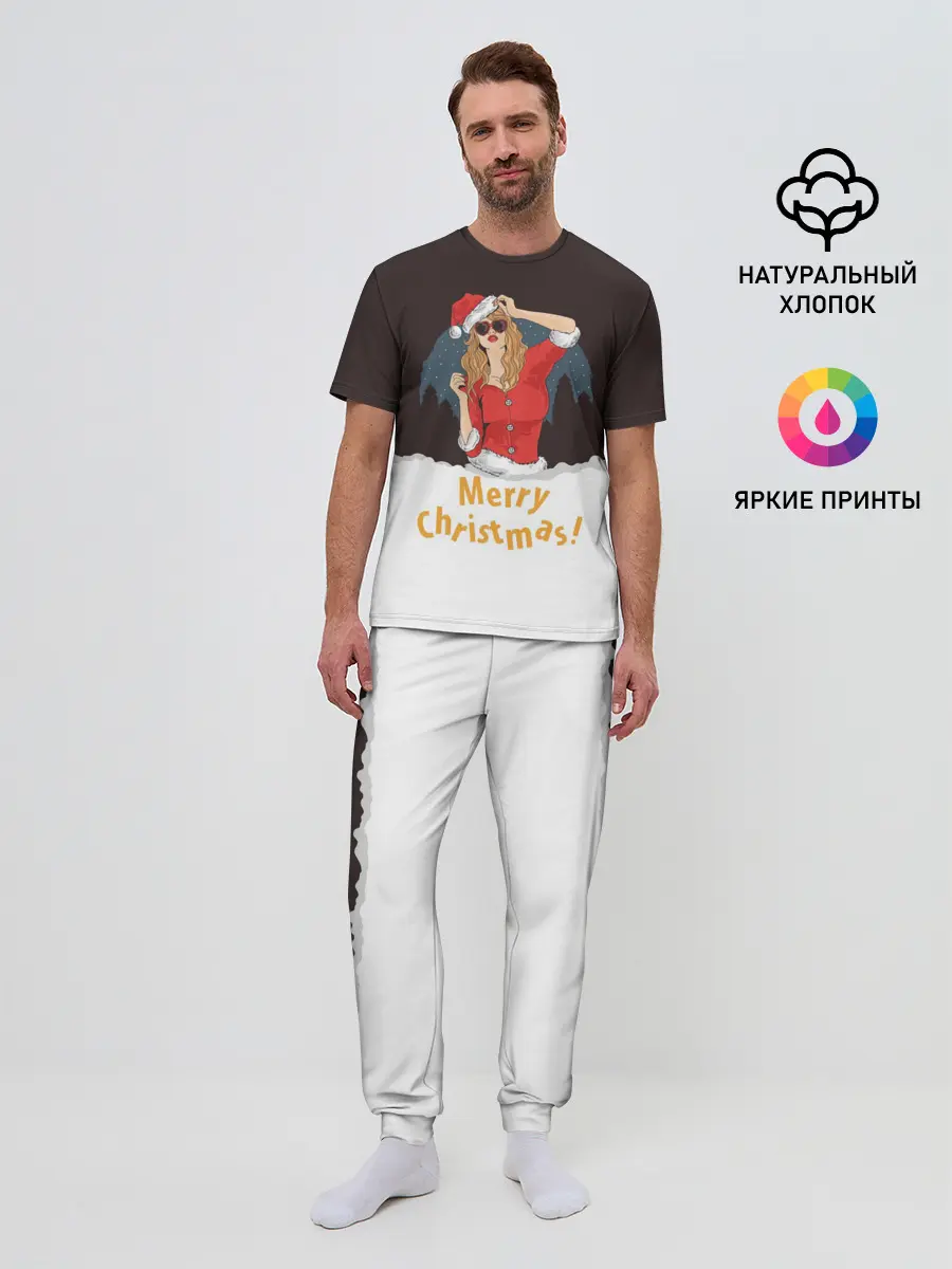 Мужская пижама с брюками / Снегурка