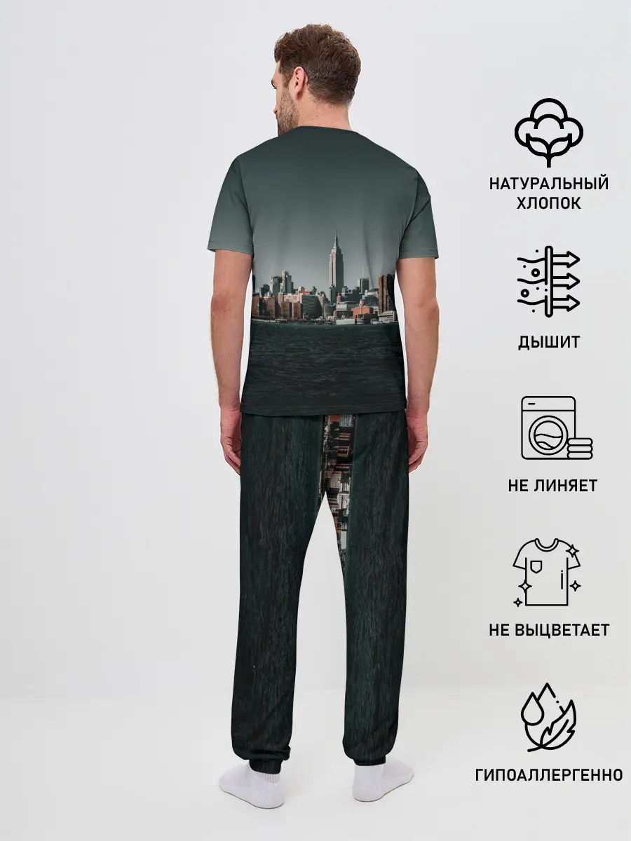 Мужская пижама с брюками / Вид на Нью Йорк