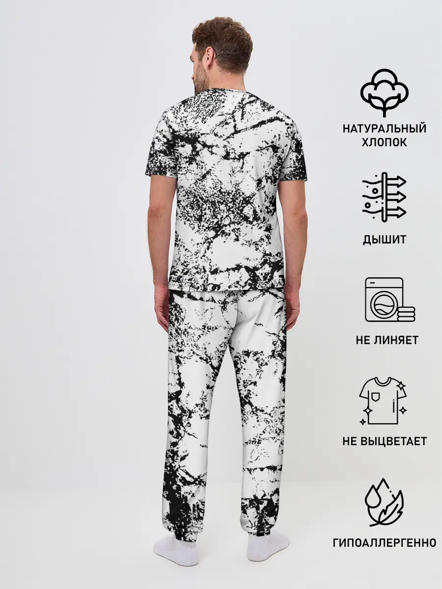 Мужская пижама с брюками / Эффект линогравюры