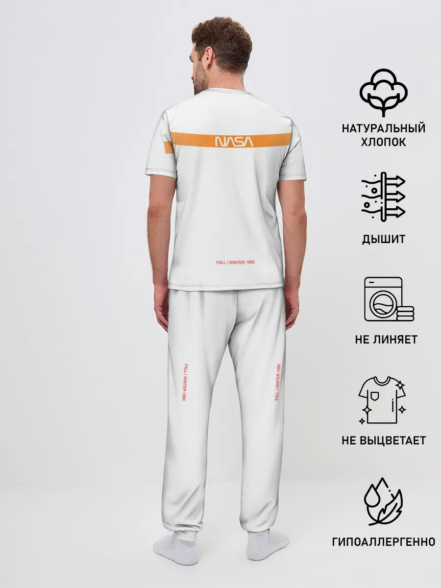 Мужская пижама с брюками / NASA БЕЛАЯ ФОРМА | НАСА WHITE UNIFORM