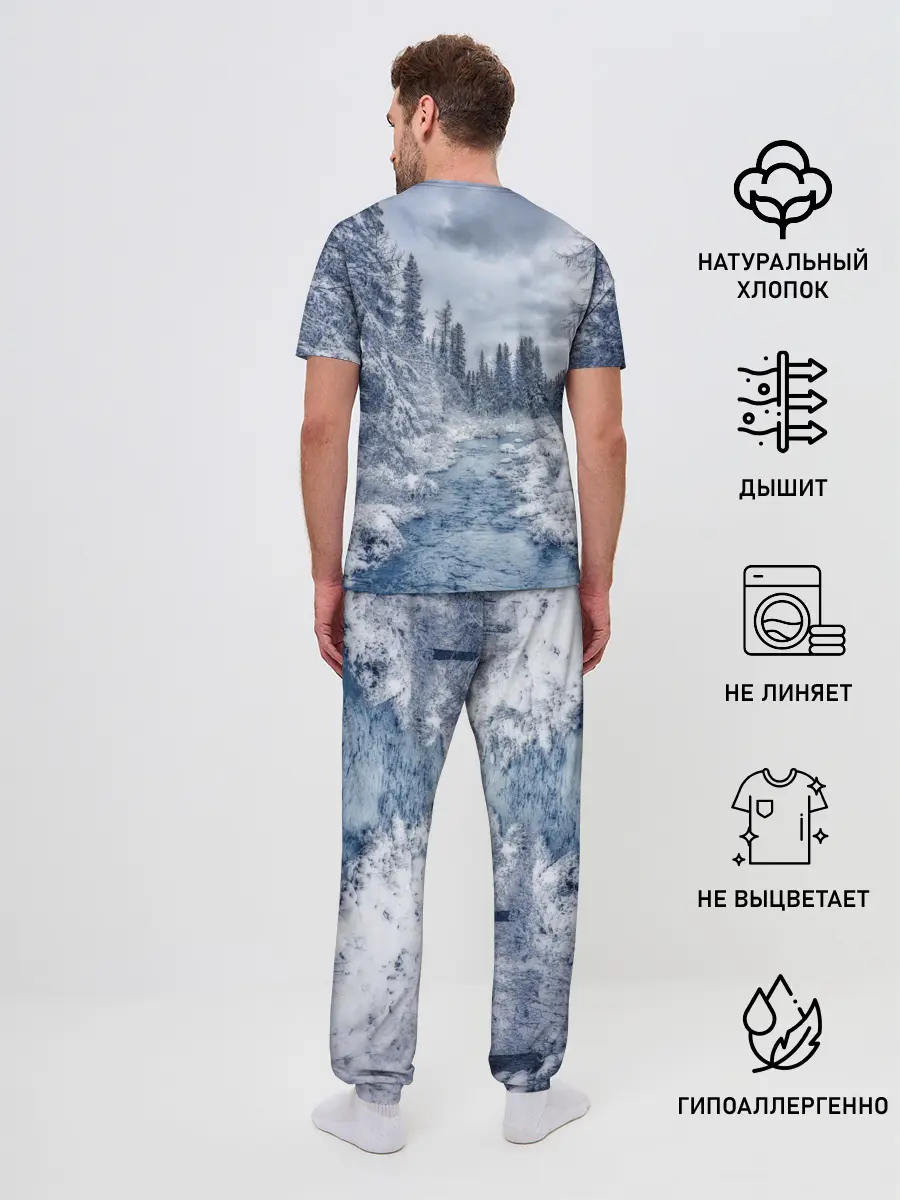 Мужская пижама с брюками / СНЕЖНЫЙ ПЕЙЗАЖ
