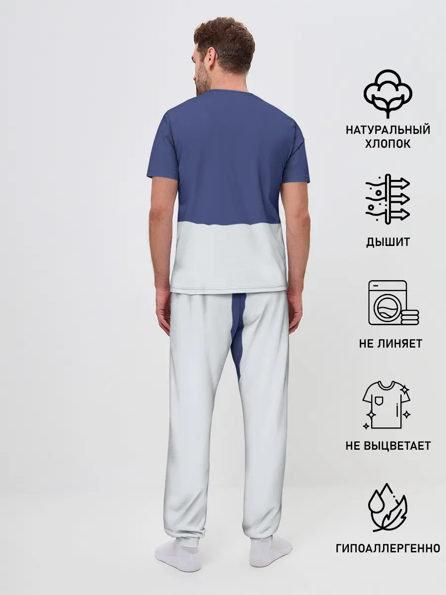 Мужская пижама с брюками / Санта в трубе с Оленем