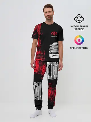 Мужская пижама с брюками / Тойота | Красные следы