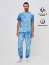 Мужская пижама с брюками / Красочная синева
