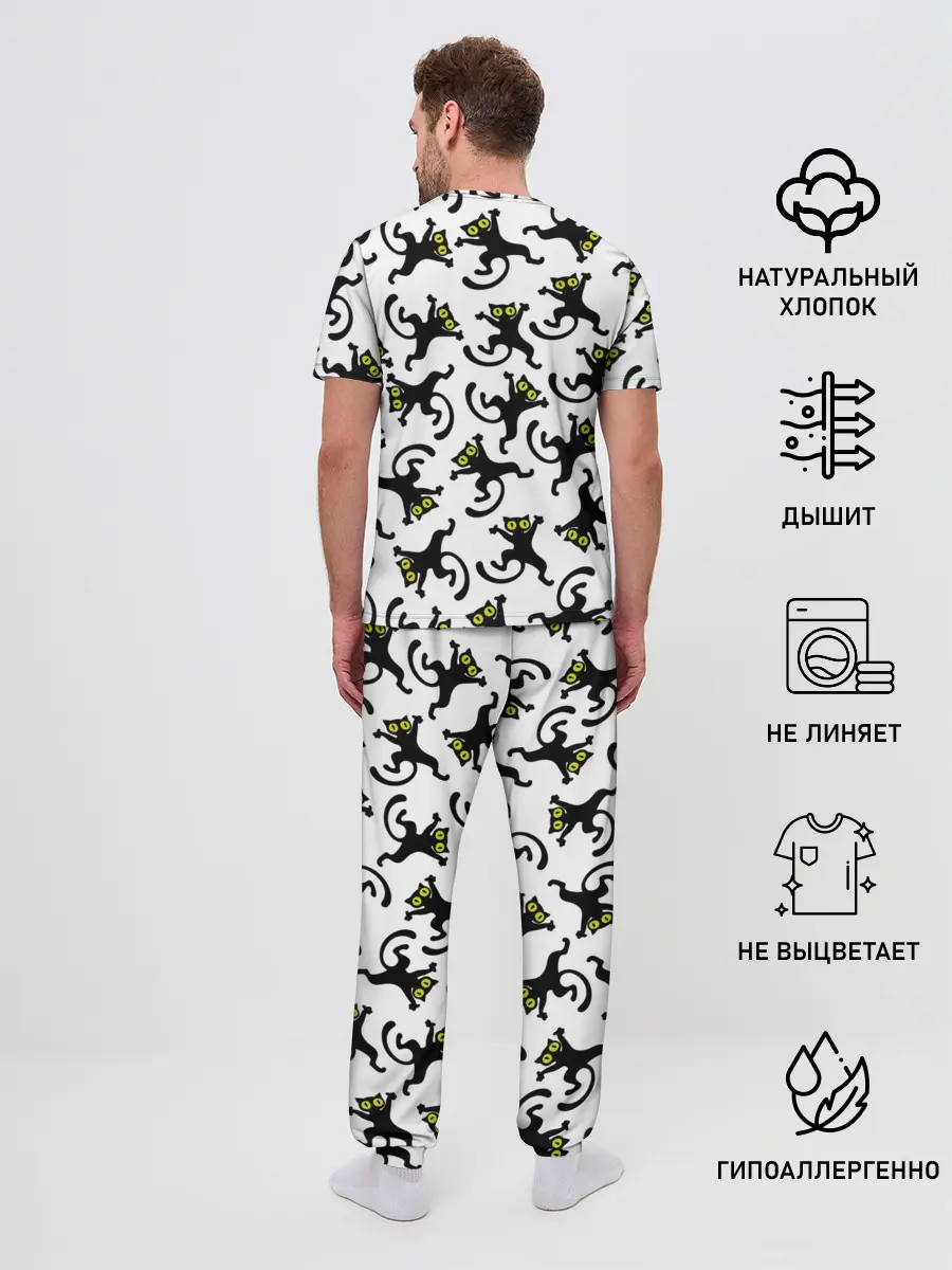 Мужская пижама с брюками / Танец котов