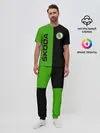 Мужская пижама с брюками / SKODA черно-зеленый