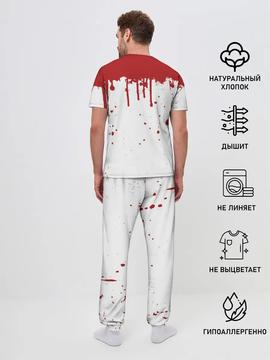 Мужская пижама с брюками / ИГРА В КАЛЬМАРА ПЕРСОНАЖ 001 КРОВЬ