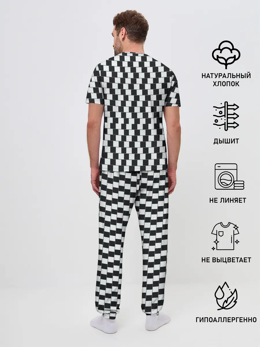 Мужская пижама с брюками / Шахматная Иллюзия Искажения