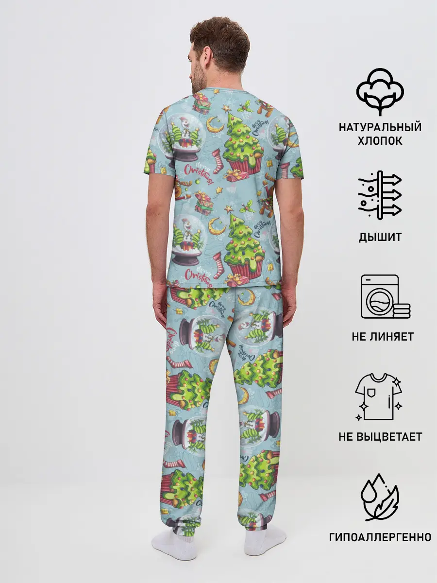 Мужская пижама с брюками / Merry Christmas Pattern