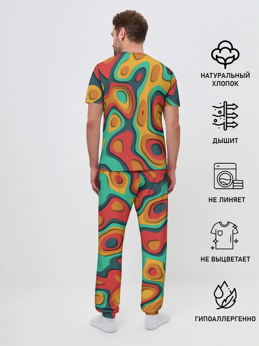 Мужская пижама с брюками / 3D узор Color