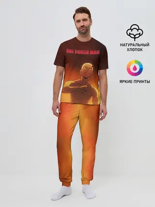 Мужская пижама с брюками / Сайтама в огне One Punch-Man
