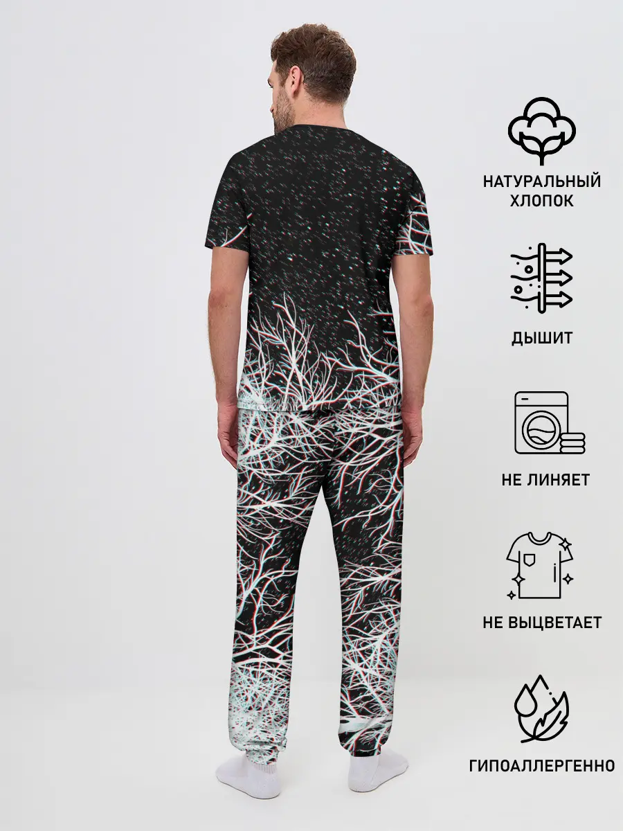 Мужская пижама с брюками / СИРЕНОГОЛОВЫЙ ГЛИТЧ ЛЕС, КОСМОС