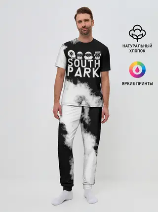 Мужская пижама с брюками / Все пацаны на черном фоне Южный Парк