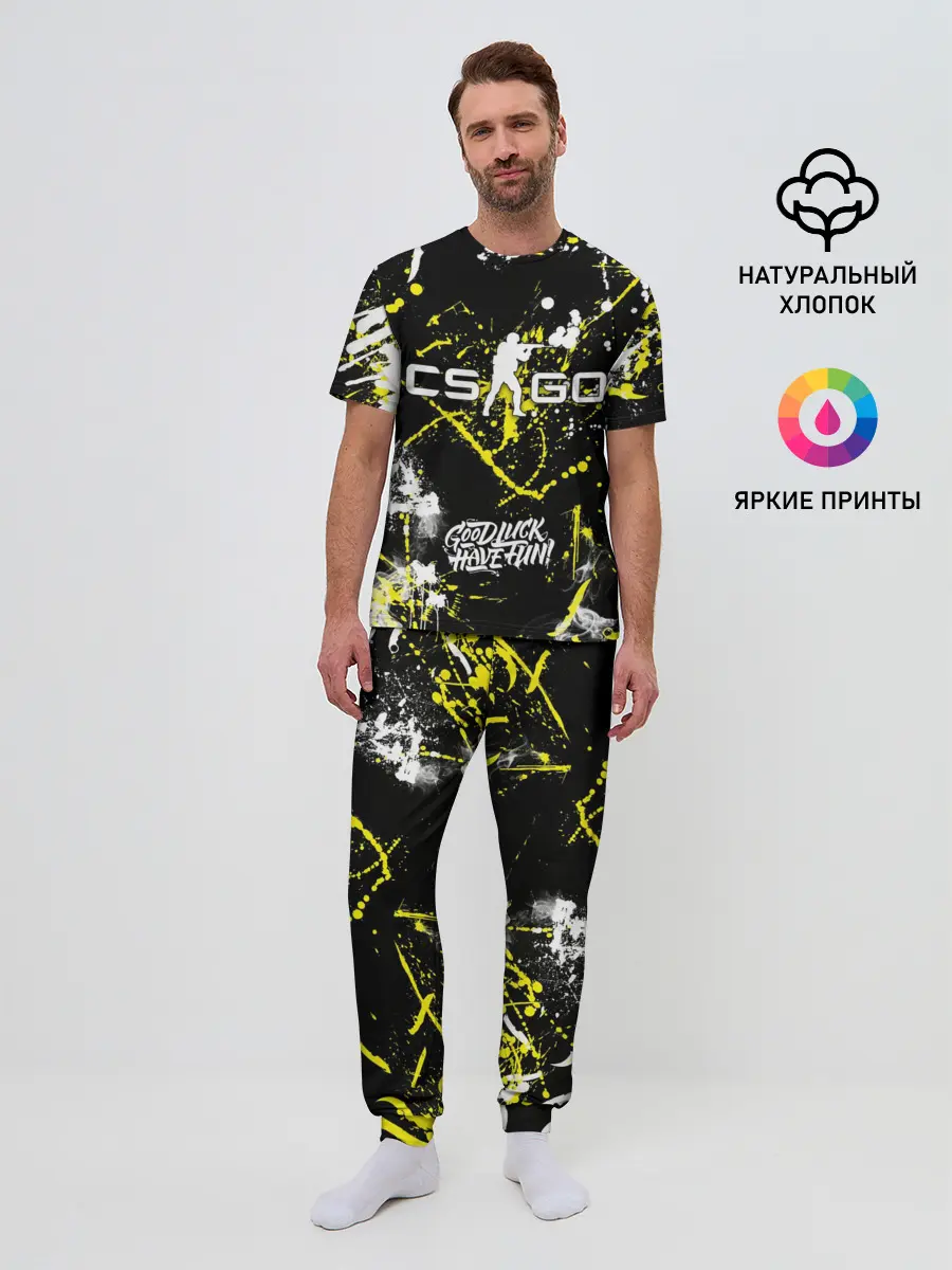 Мужская пижама с брюками / CS:GO Брызги красок