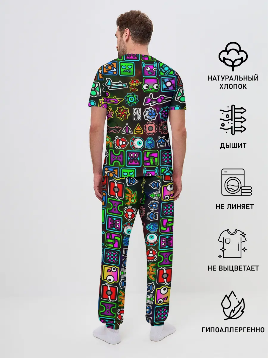 Мужская пижама с брюками / GEOMETRY DASH ГЕРОИ