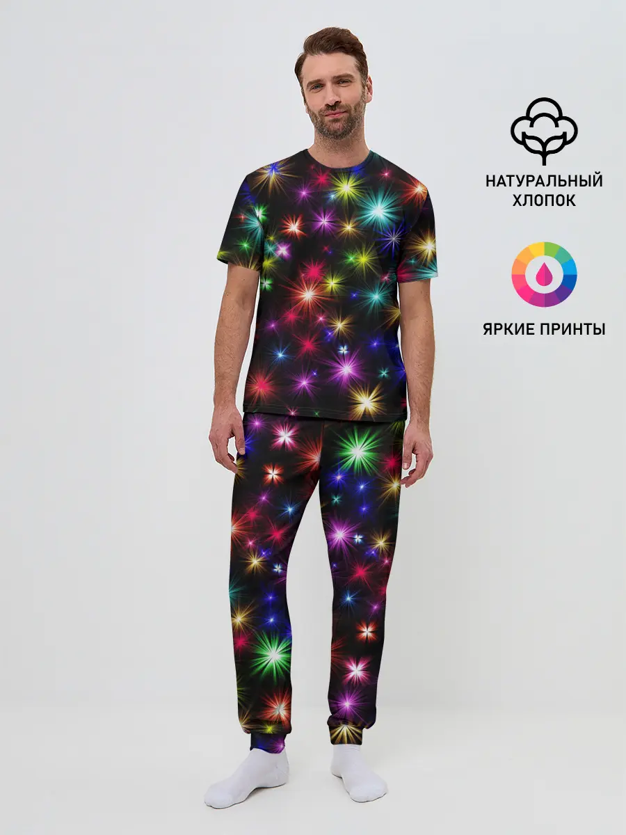 Мужская пижама с брюками / ПРАЗДНИЧНЫЕ ОГОНЬКИ