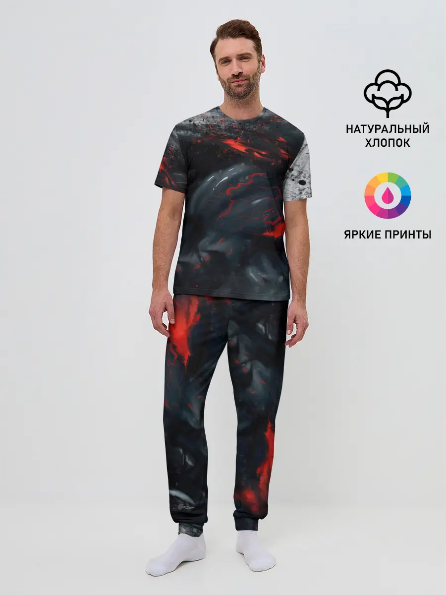 Мужская пижама с брюками / ЧЁРНЫЙ СИМБИОТ / ГРАНЖ / BLACK MONSTER