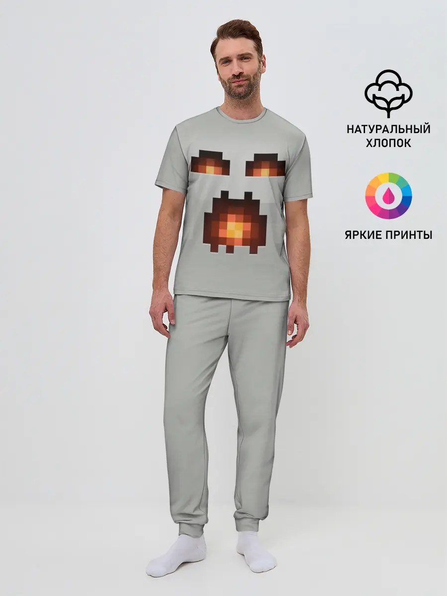 Мужская пижама с брюками / МАЙНКРАФТ, ГАСТ ОГНЕННЫЙ