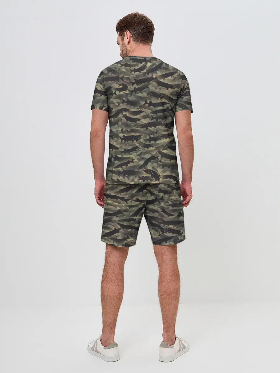 Мужской костюм с шортами / Камуфляж с щуками