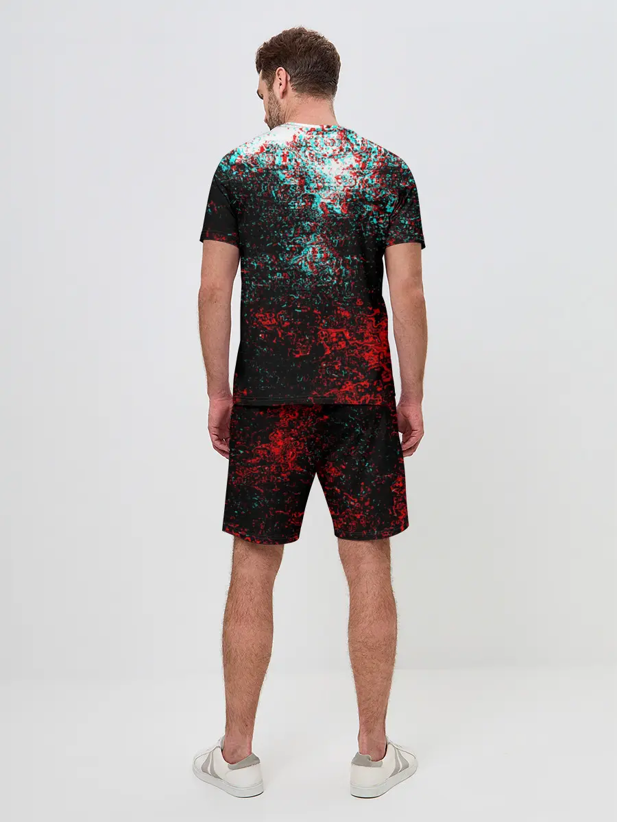 Мужской костюм с шортами / БРЫЗГИ КРАСОК GLITCH