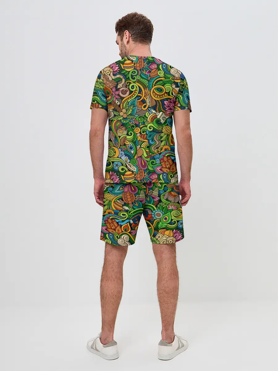 Мужской костюм с шортами / Тибетский коллаж