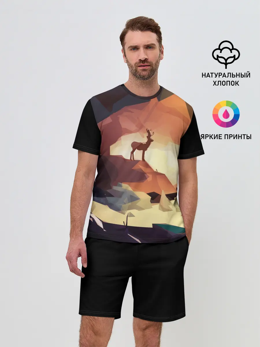 Мужской костюм с шортами / Абстрактный олень