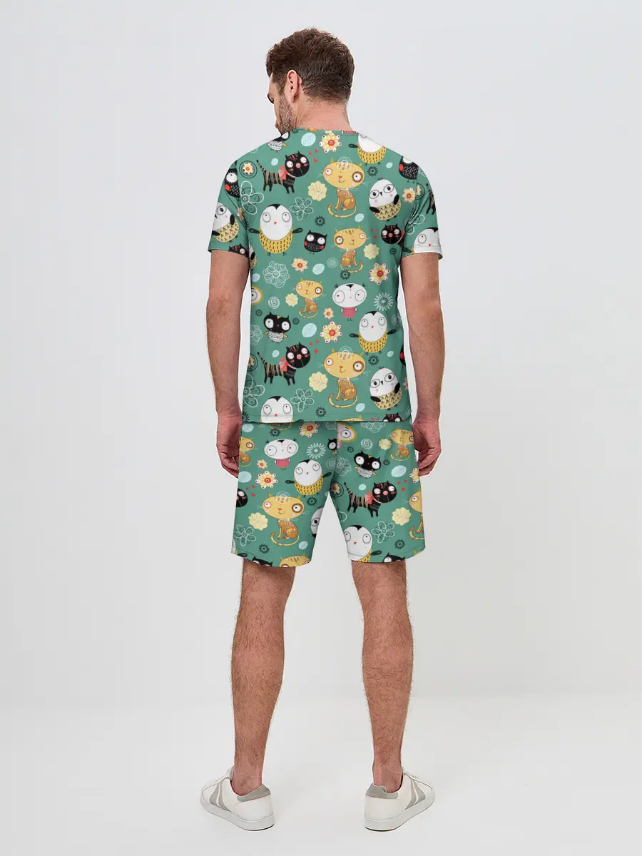 Мужской костюм с шортами / Совы и котики